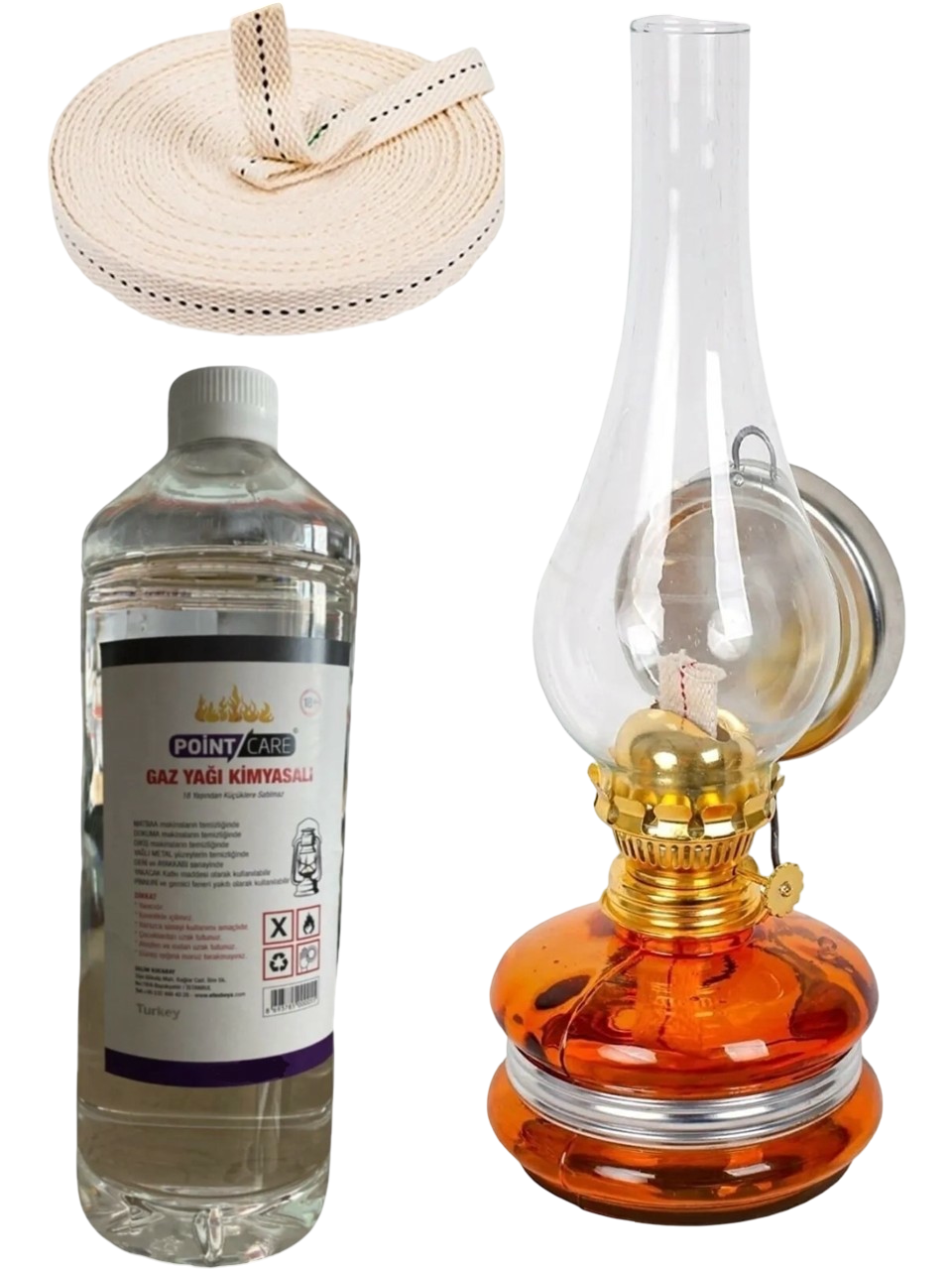 Klasik Nostaljik Gaz Lambası Vintage 250ml Gaz Yakıtı 1 Metre Fitil