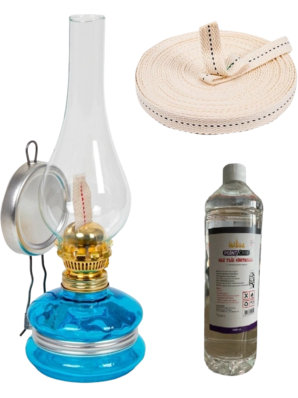 Klasik Nostaljik Gaz Lambası Vintage 250ml Gaz Yakıtı 1 Metre Fitil
