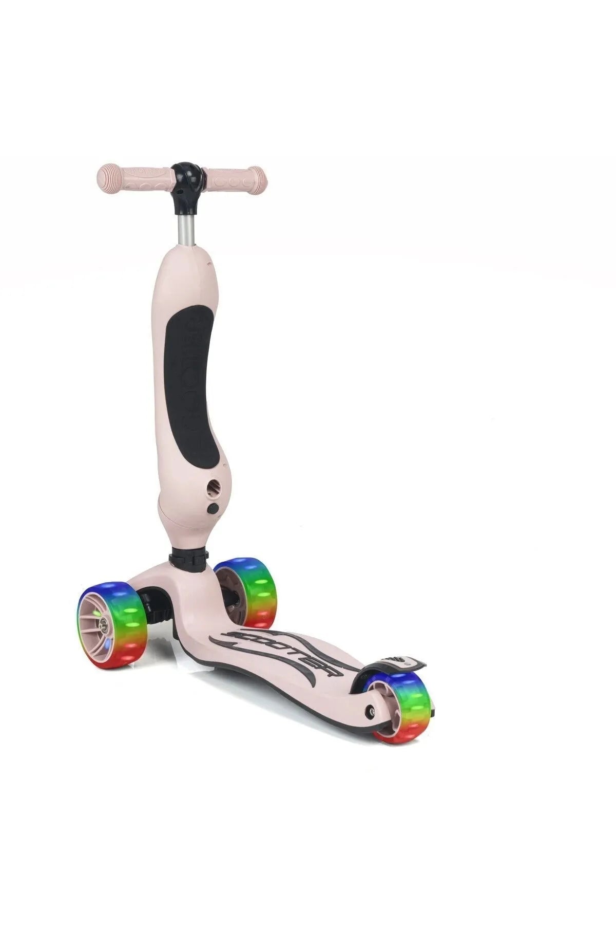 Smart Oturaklı Çocuk Scooter 3 Tekerlekli Işıklı Scooter Yükseklik Ayarlı 1-5 Yaş Somon