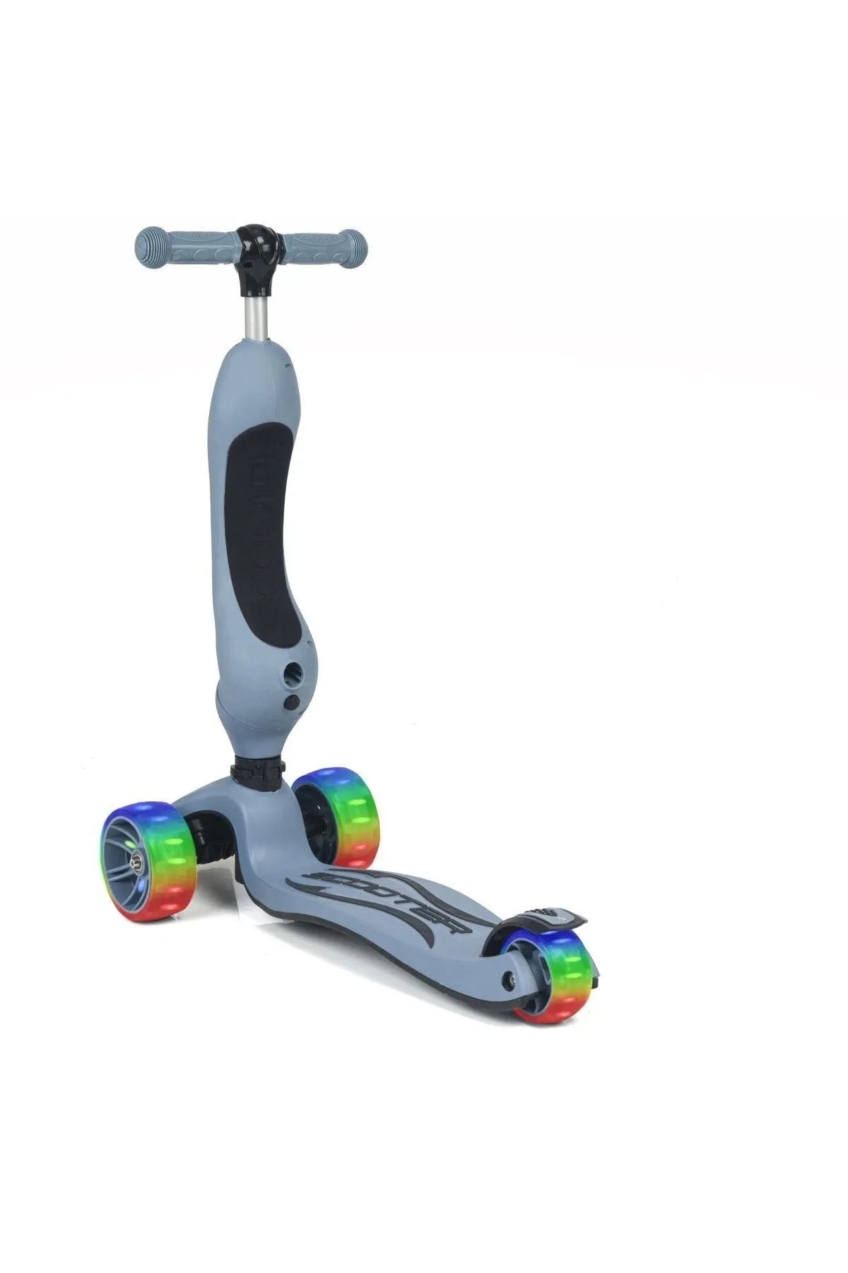Smart Oturaklı Çocuk Scooter 3 Tekerlekli Led Işıklı Scooter Yükseklik Ayarlı - Mavi
