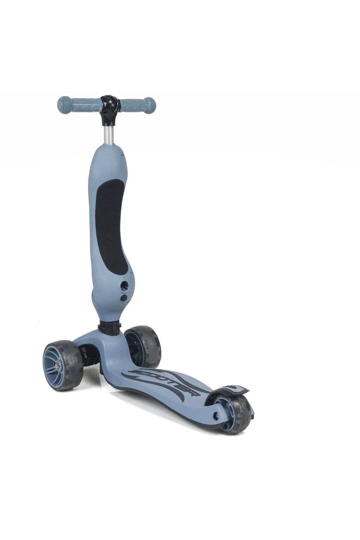 Smart Oturaklı Çocuk Scooter 3 Tekerlekli Led Işıklı Scooter Yükseklik Ayarlı - Mavi