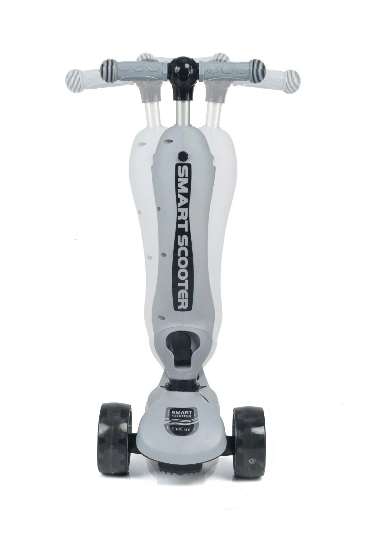 Smart Oturaklı Çocuk Scooter 3 Tekerlekli Led Işıklı Scooter Yükseklik Ayarlı - Gri