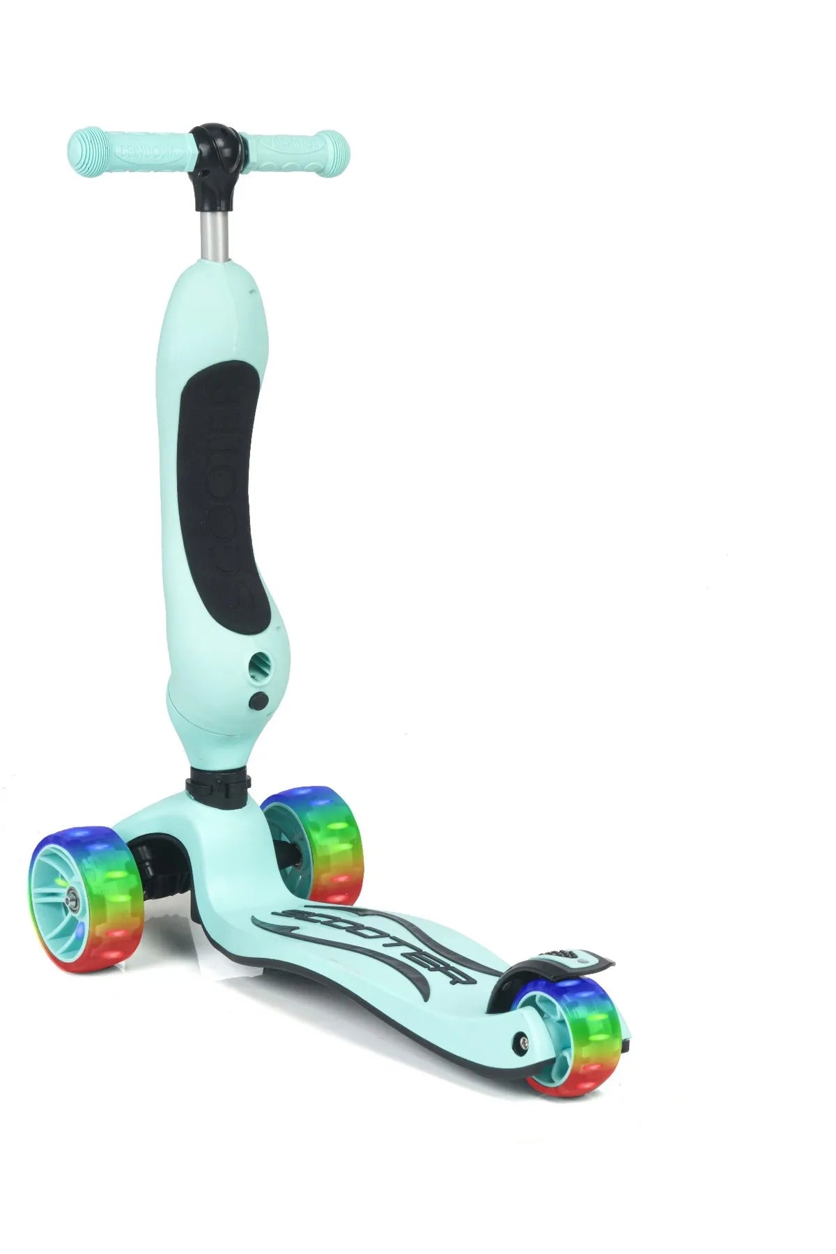 Smart Oturaklı Çocuk Scooter 3 Tekerlekli Led Işıklı Scooter Yükseklik Ayarlı 1-5 Yaş Turkuaz