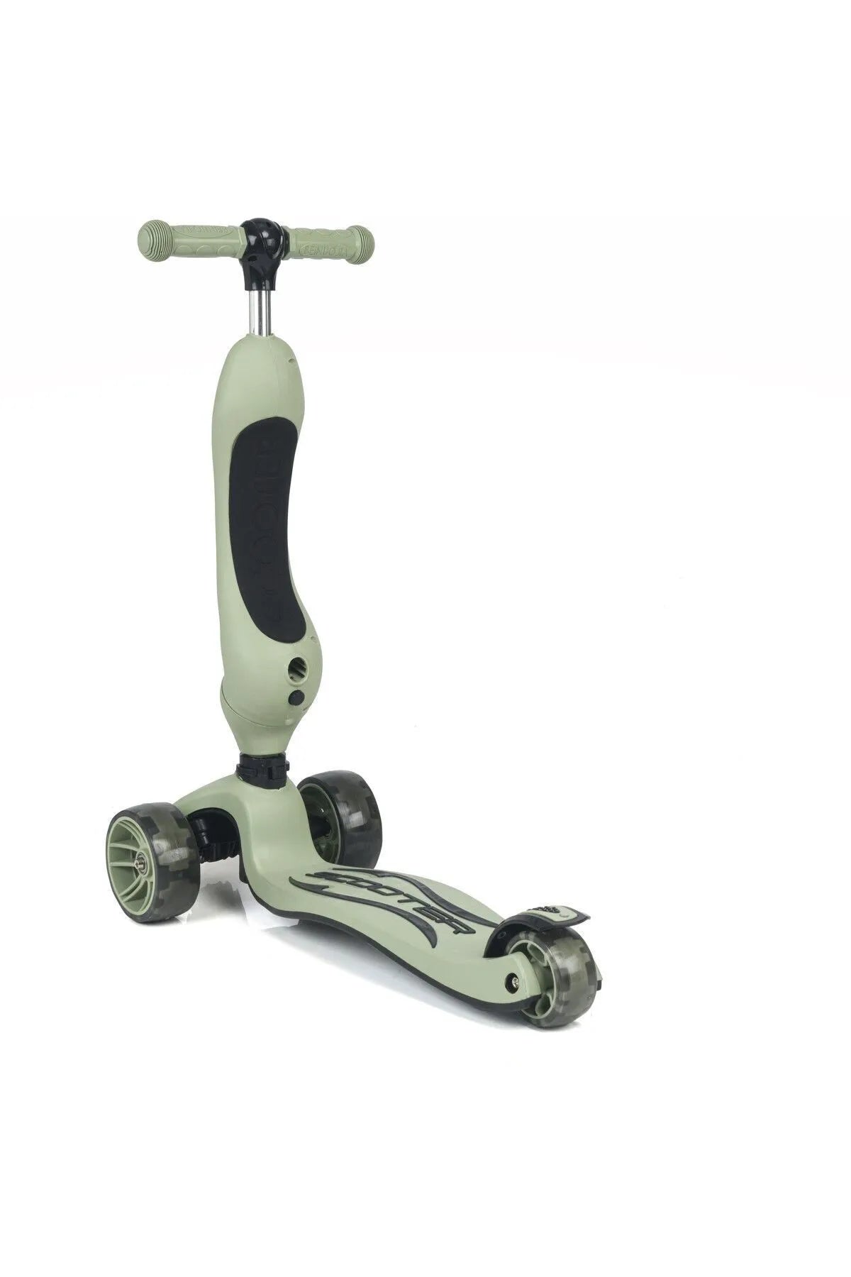 Smart Oturaklı Çocuk Scooter 3 Tekerlekli Led Işıklı Scooter Yükseklik Ayarlı 1-5 Yaş Yeşil