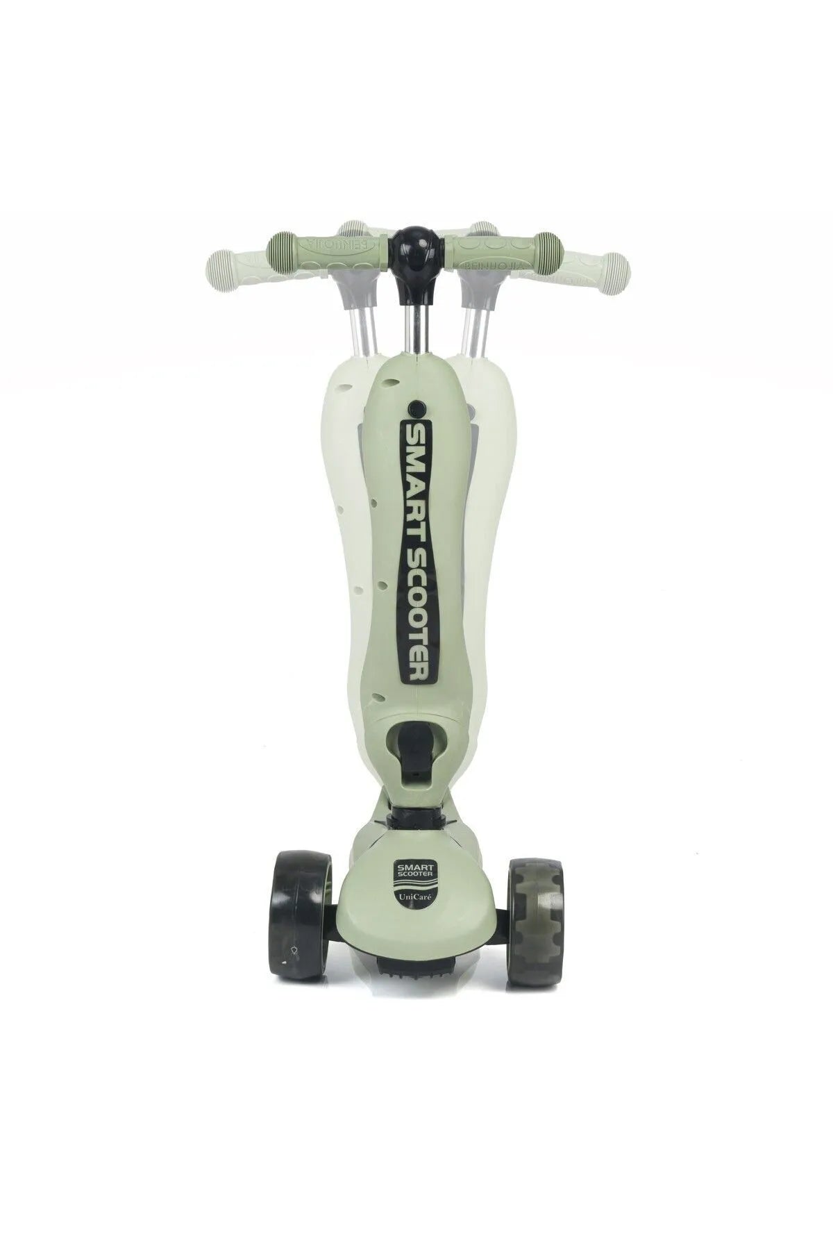 Smart Oturaklı Çocuk Scooter 3 Tekerlekli Led Işıklı Scooter Yükseklik Ayarlı 1-5 Yaş Yeşil