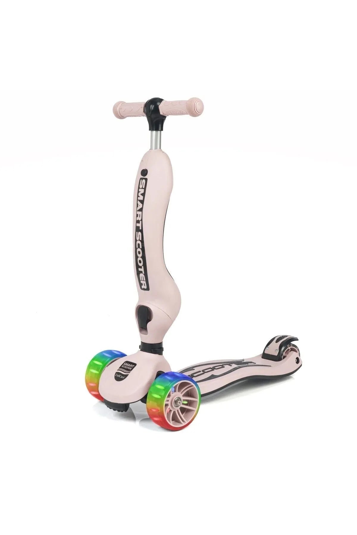 Smart Oturaklı Çocuk Scooter 3 Tekerlekli Işıklı Scooter Yükseklik Ayarlı 1-5 Yaş Somon