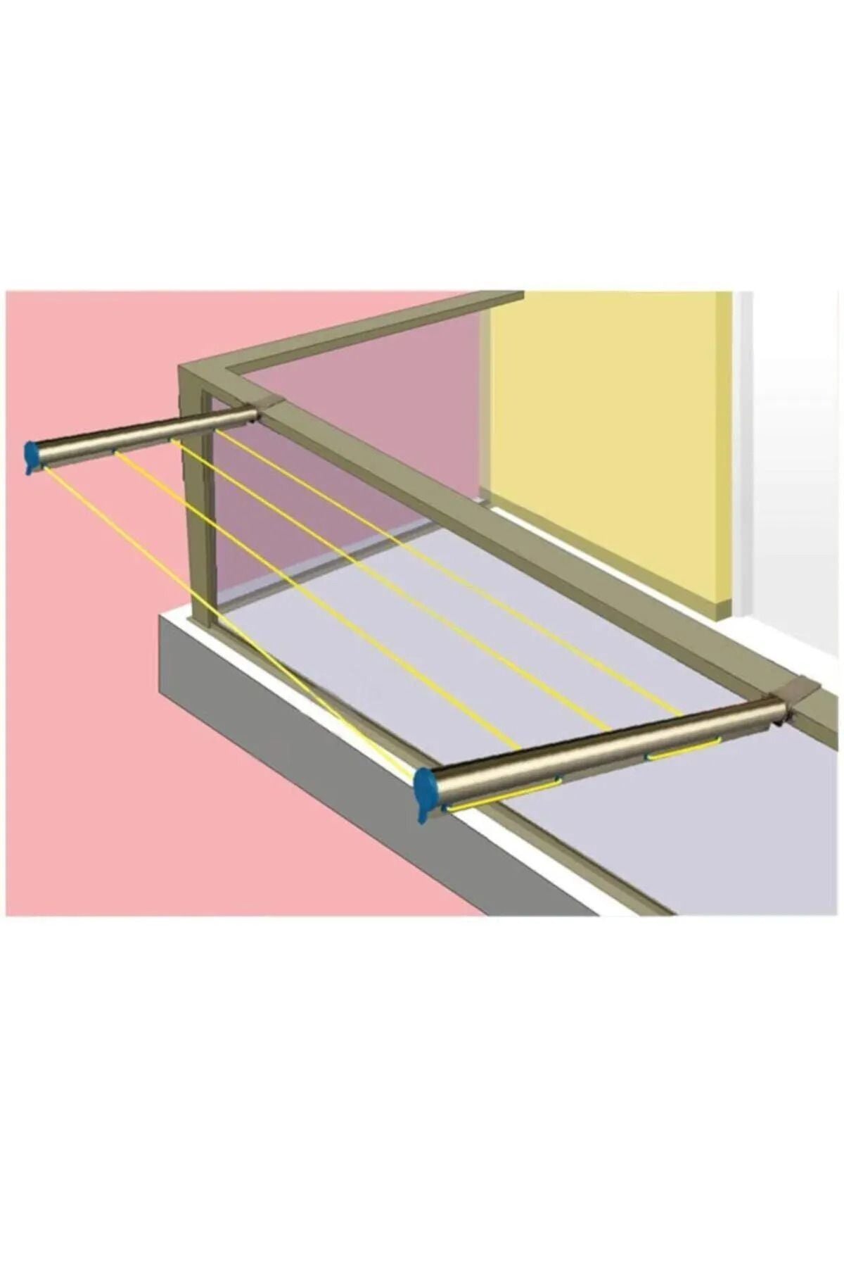 Balkon Çamaşır Kurutmalık Askılığı Kare Küpeşte Balkon Askısı 80x30 MM - 60x25 MM