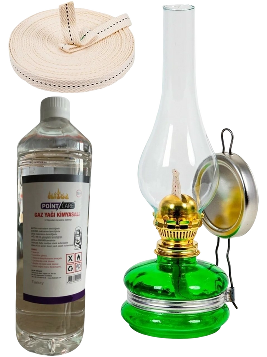 Klasik Nostaljik Gaz Lambası Vintage 250ml Gaz Yakıtı 1 Metre Fitil