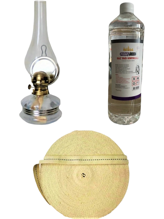 Klasik Nostaljik Gaz Lambası Vintage 250ml Gaz Yakıtı 1 Metre Fitil