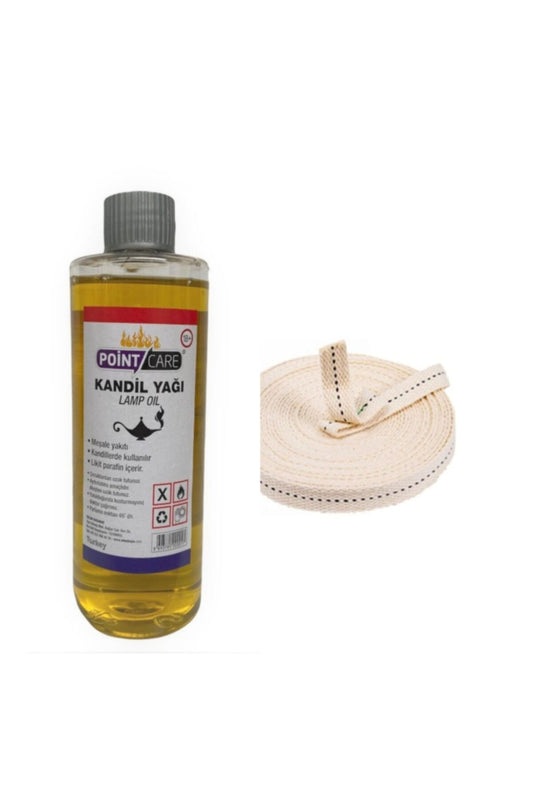 Care Sarı Kandil Yağı Kokusuz Dumansız Iç Mekan Gaz Lambası Yakıtı 400 Ml +2 Metre Fitil