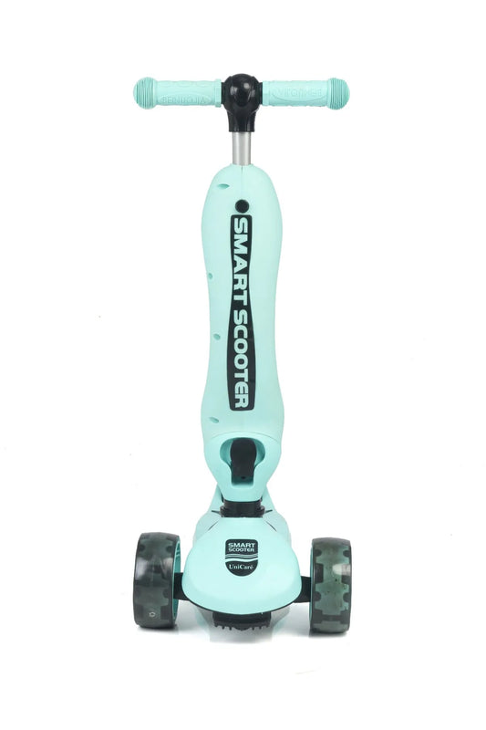 Smart Oturaklı Çocuk Scooter 3 Tekerlekli Led Işıklı Scooter Yükseklik Ayarlı 1-5 Yaş Turkuaz