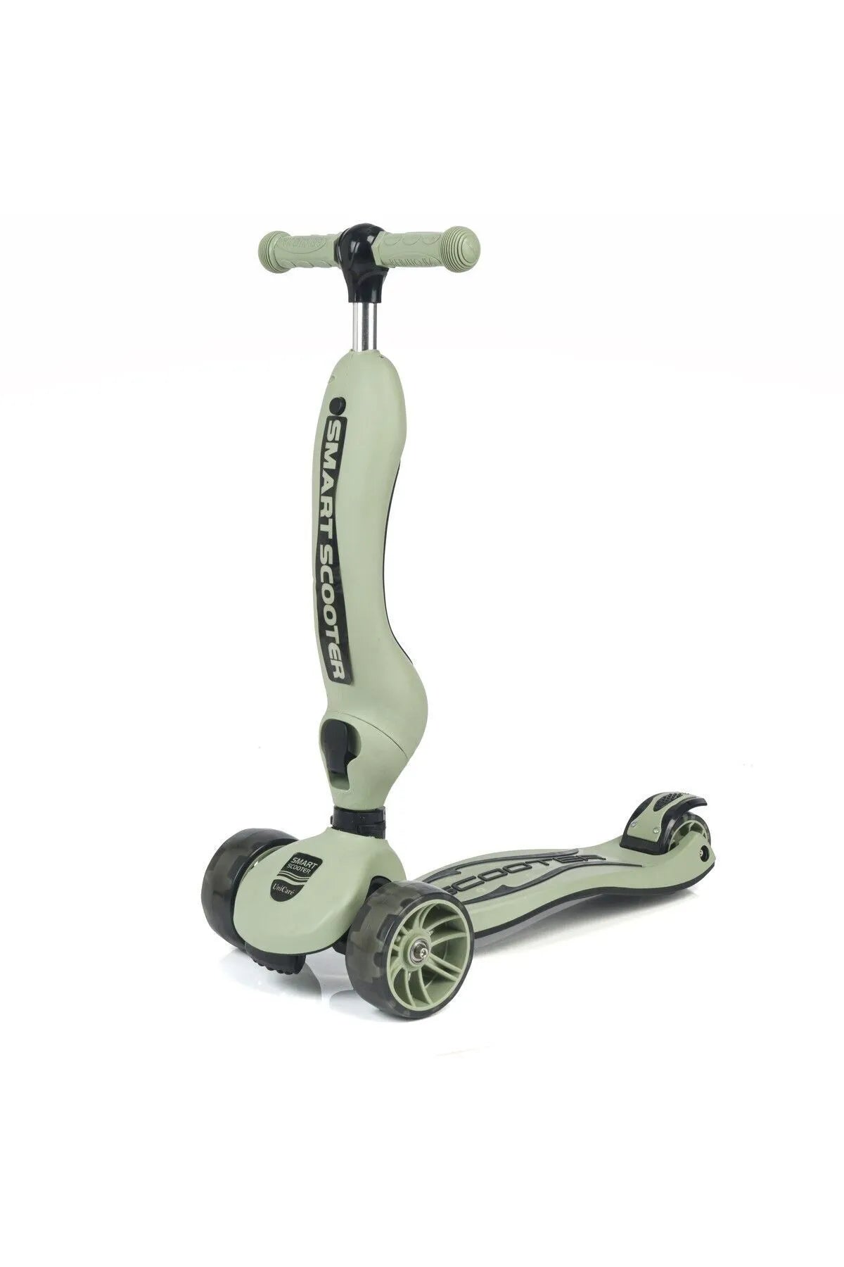 Smart Oturaklı Çocuk Scooter 3 Tekerlekli Led Işıklı Scooter Yükseklik Ayarlı 1-5 Yaş Yeşil
