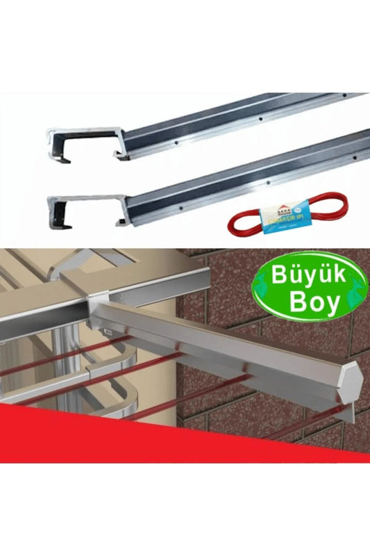 Balkon Çamaşır Kurutmalık Askılığı Kare Küpeşte Balkon Askısı 80x30 MM - 60x25 MM