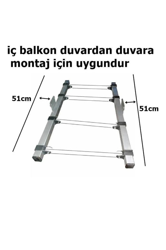 Iç Balkon Duvardan Duvara Monte Edilebilir Orta Askılı Çamaşır Askısı