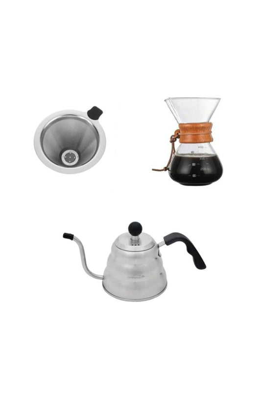 Campout Filtre Kahve Demleme Seti 50 Gram Filtre Kahve Hediyeli - Filtre Kahve Demlik Ve Cam Set