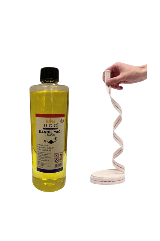 Kandil Yağı 400 Ml + 1 Metre Fitil Kokusuz Dumansız Iç Mekan Gaz Lambası Yakıtı