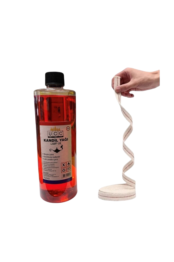 Kandil Yağı 400 Ml + 1 Metre Fitil Kokusuz Dumansız Iç Mekan Gaz Lambası Yakıtı